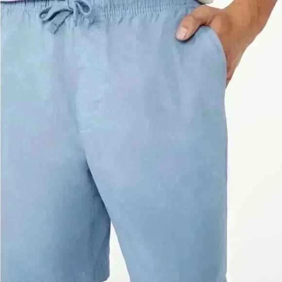 Free Assembly Men's Azure Blue Cotton E-Waist Utility Drawstring Shorts w Pocket - Picture 3 of 10